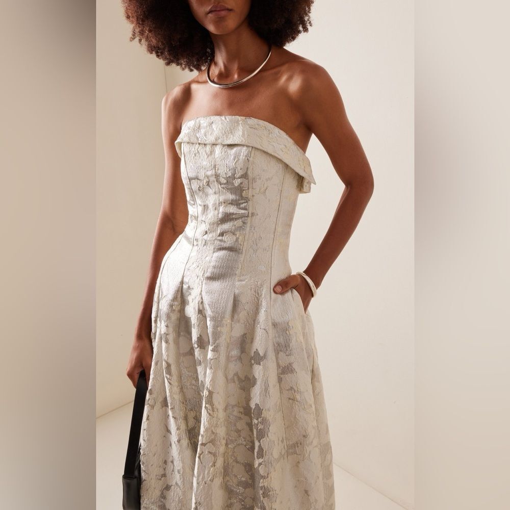 Simkhai Octavia Strapless Metallic Brocade Gown, NWT, Size 0-2 - Picture 9 of 15